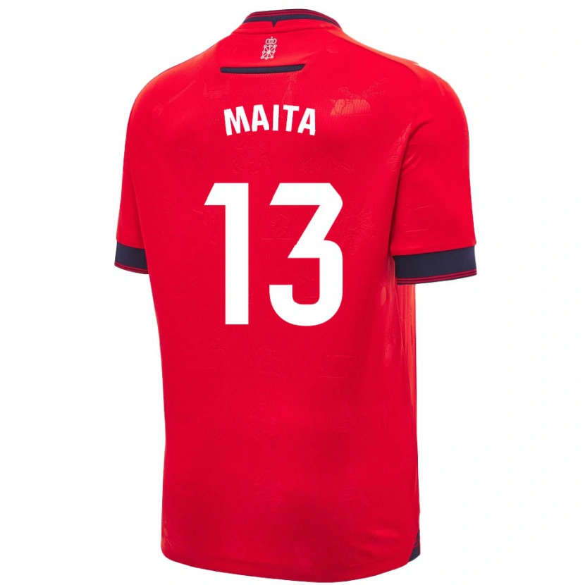 Danxen Kvinder Maitane Zalba Irañeta #13 Rød Hvid Hjemmebane Spillertrøjer 2024/25 Trøje T-Shirt