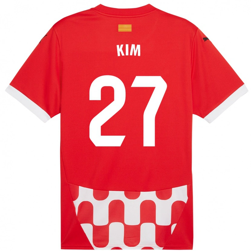 Danxen Kvinder Min-Su Kim #27 Rød Hvid Hjemmebane Spillertrøjer 2024/25 Trøje T-Shirt