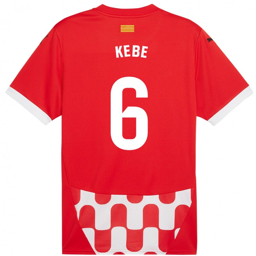 Danxen Kvinder Ibrahima Kébé #6 Rød Hvid Hjemmebane Spillertrøjer 2024/25 Trøje T-Shirt