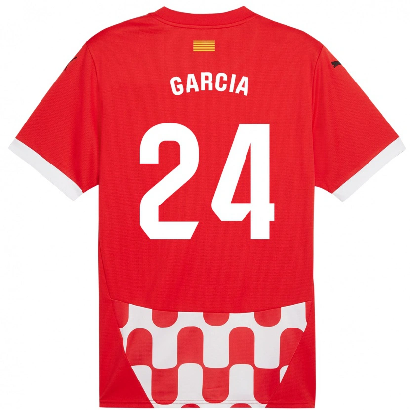 Danxen Kvinder Borja García #24 Rød Hvid Hjemmebane Spillertrøjer 2024/25 Trøje T-Shirt