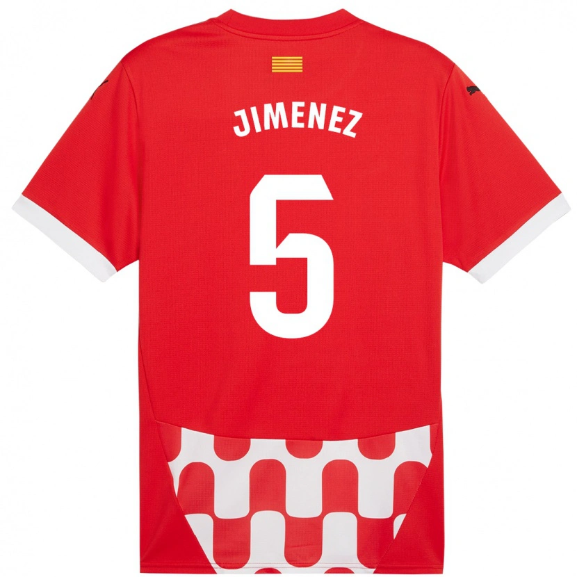 Danxen Kvinder Ángela Jiménez #5 Rød Hvid Hjemmebane Spillertrøjer 2024/25 Trøje T-Shirt