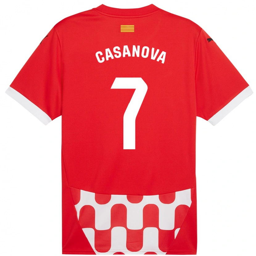 Danxen Kvinder Àstrid Casanova #7 Rød Hvid Hjemmebane Spillertrøjer 2024/25 Trøje T-Shirt