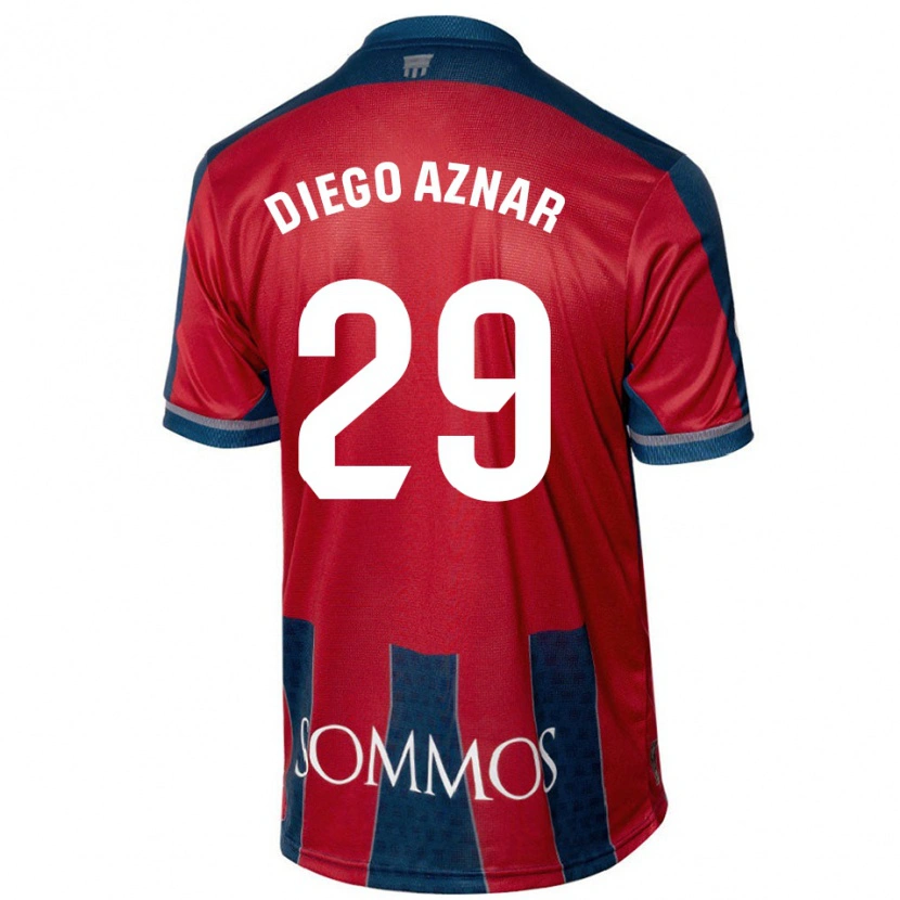 Danxen Kvinder Diego Aznar #29 Rød Blå Hjemmebane Spillertrøjer 2024/25 Trøje T-Shirt