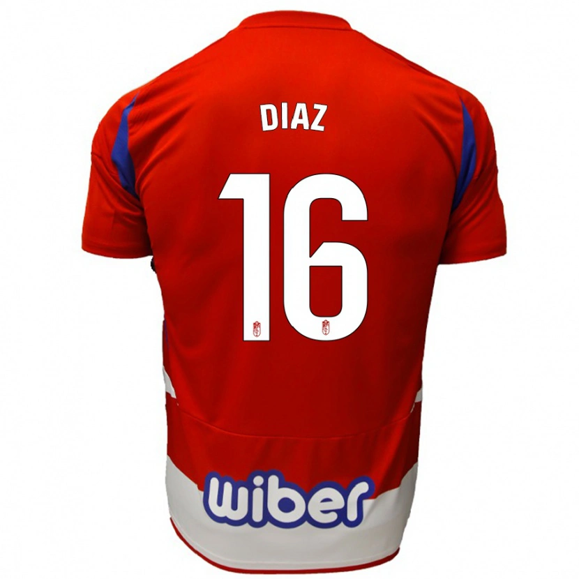 Danxen Kvinder Víctor Díaz #16 Rød Hvid Blå Hjemmebane Spillertrøjer 2024/25 Trøje T-Shirt