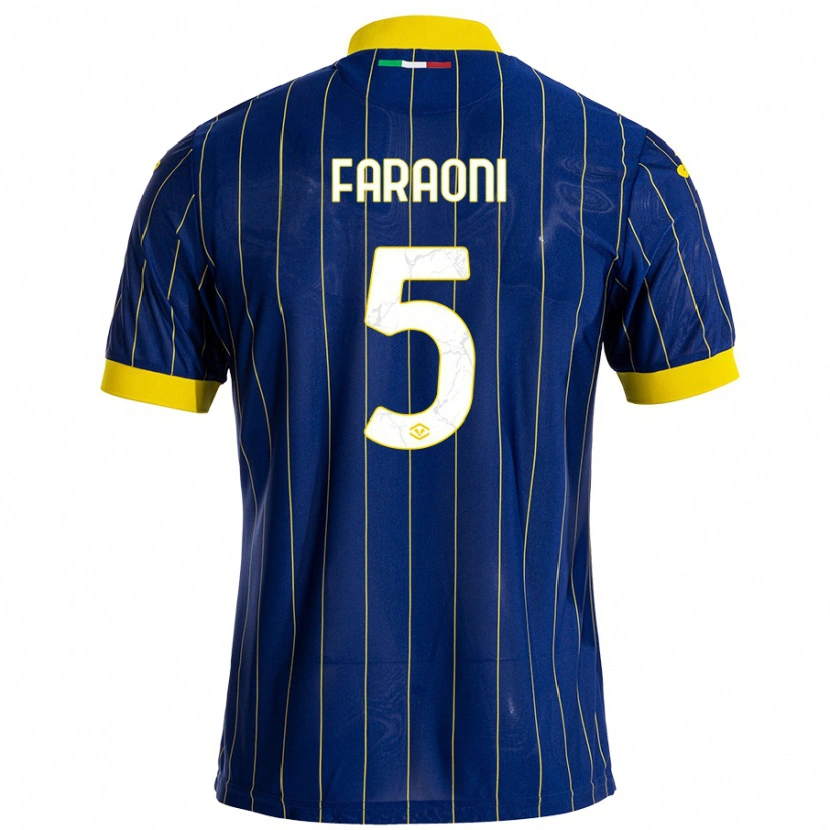 Danxen Kvinder Davide Faraoni #5 Blå Gul Hjemmebane Spillertrøjer 2024/25 Trøje T-Shirt