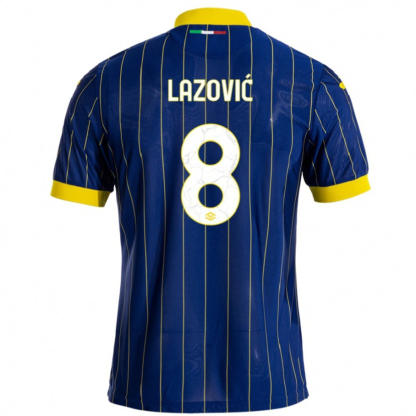 Danxen Kvinder Darko Lazović #8 Blå Gul Hjemmebane Spillertrøjer 2024/25 Trøje T-Shirt