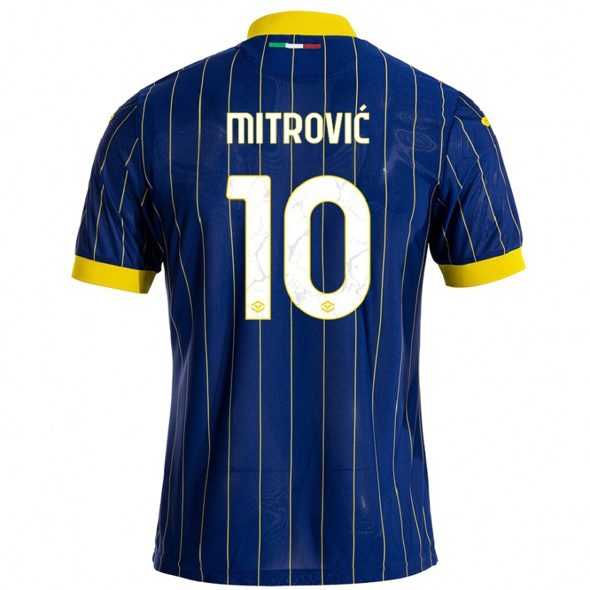 Danxen Kvinder Stefan Mitrović #10 Blå Gul Hjemmebane Spillertrøjer 2024/25 Trøje T-Shirt