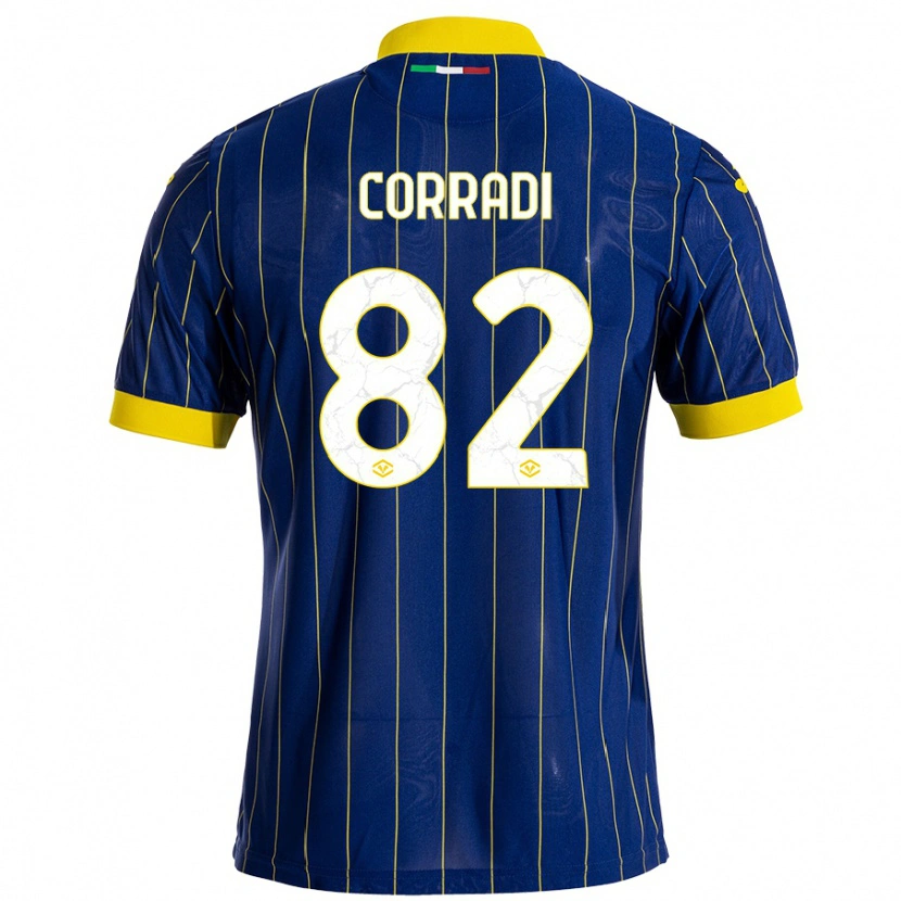 Danxen Kvinder Christian Corradi #82 Blå Gul Hjemmebane Spillertrøjer 2024/25 Trøje T-Shirt