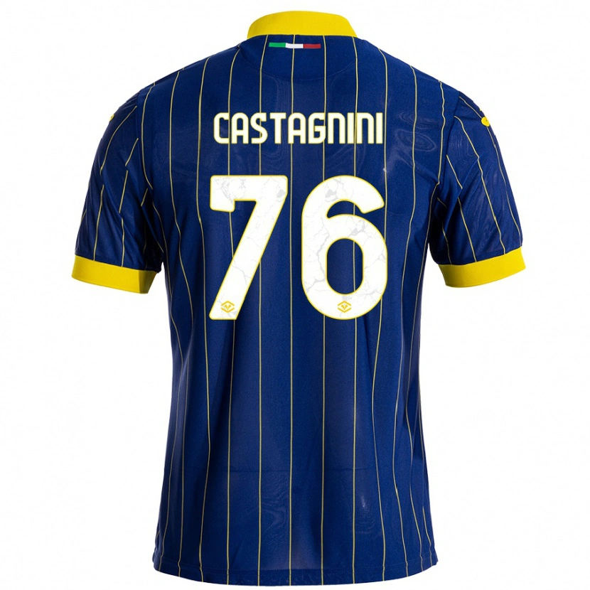Danxen Kvinder Mirko Castagnini #76 Blå Gul Hjemmebane Spillertrøjer 2024/25 Trøje T-Shirt