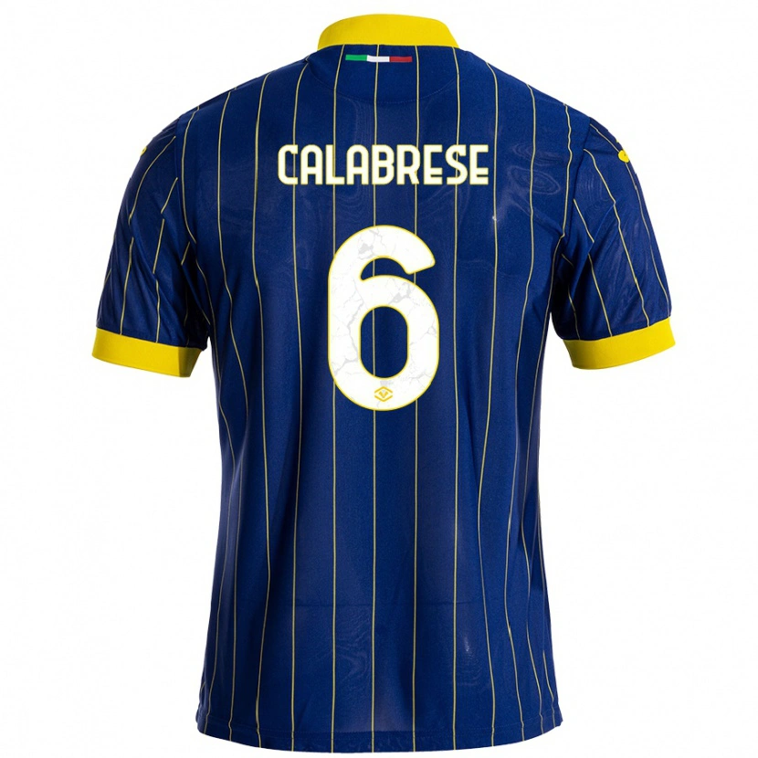 Danxen Kvinder Nicolò Calabrese #6 Blå Gul Hjemmebane Spillertrøjer 2024/25 Trøje T-Shirt