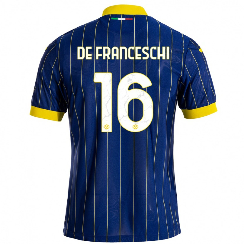 Danxen Kvinder Edoardo De Franceschi #16 Blå Gul Hjemmebane Spillertrøjer 2024/25 Trøje T-Shirt