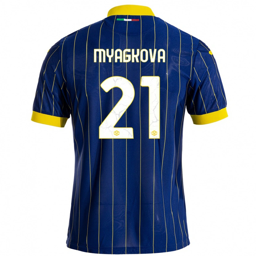Danxen Kvinder Alina Myagkova #21 Blå Gul Hjemmebane Spillertrøjer 2024/25 Trøje T-Shirt