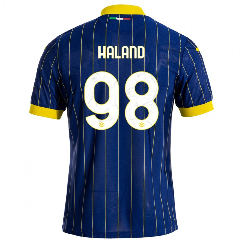Danxen Kvinder Benedicte Iversen Håland #98 Blå Gul Hjemmebane Spillertrøjer 2024/25 Trøje T-Shirt
