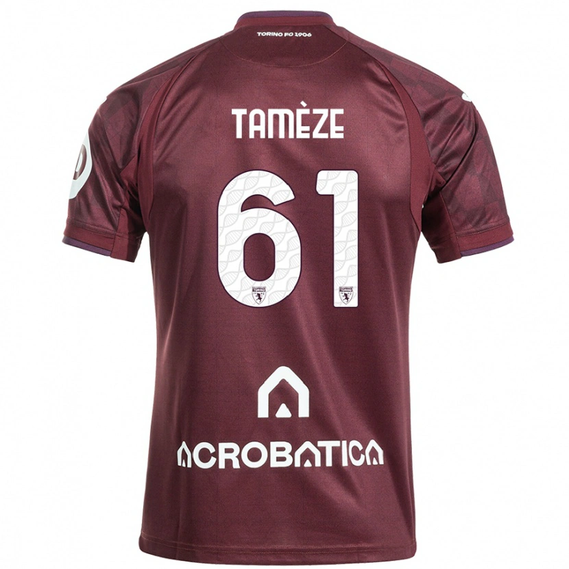 Danxen Kvinder Adrien Tamèze #61 Rødbrun Hvid Hjemmebane Spillertrøjer 2024/25 Trøje T-Shirt