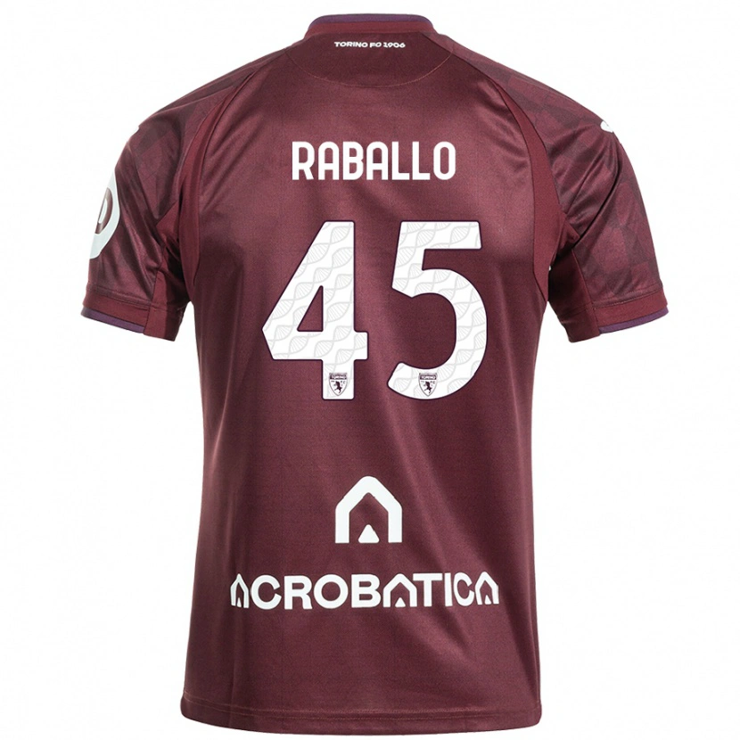 Danxen Kvinder Alessio Raballo #45 Rødbrun Hvid Hjemmebane Spillertrøjer 2024/25 Trøje T-Shirt