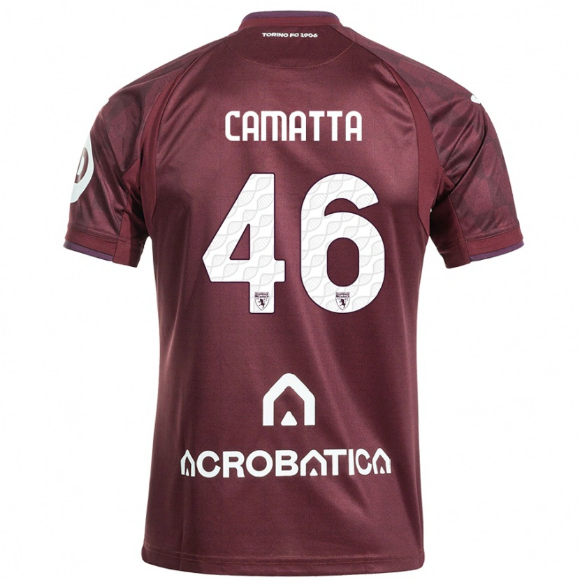 Danxen Kvinder Alessandro Camatta #46 Rødbrun Hvid Hjemmebane Spillertrøjer 2024/25 Trøje T-Shirt