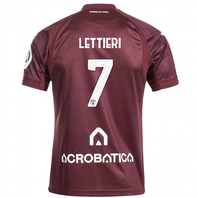 Danxen Kvinder Jessica Lettieri #7 Rødbrun Hvid Hjemmebane Spillertrøjer 2024/25 Trøje T-Shirt