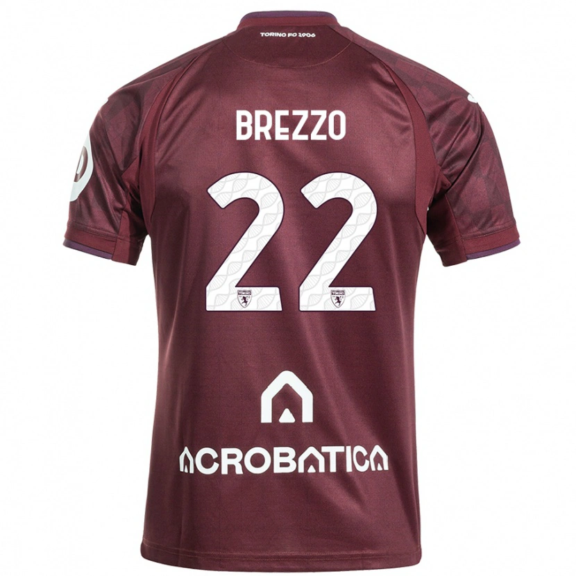 Danxen Kvinder Matteo Brezzo #22 Rødbrun Hvid Hjemmebane Spillertrøjer 2024/25 Trøje T-Shirt