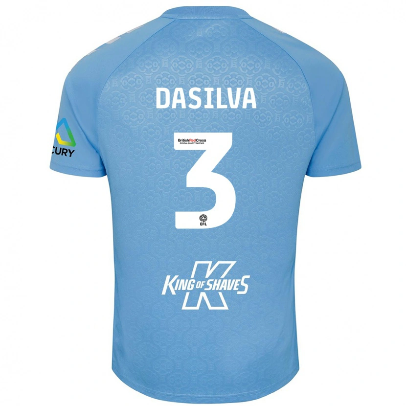 Danxen Kvinder Jay Dasilva #3 Blå Hvid Hjemmebane Spillertrøjer 2024/25 Trøje T-Shirt