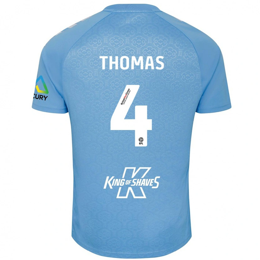Danxen Kvinder Bobby Thomas #4 Blå Hvid Hjemmebane Spillertrøjer 2024/25 Trøje T-Shirt