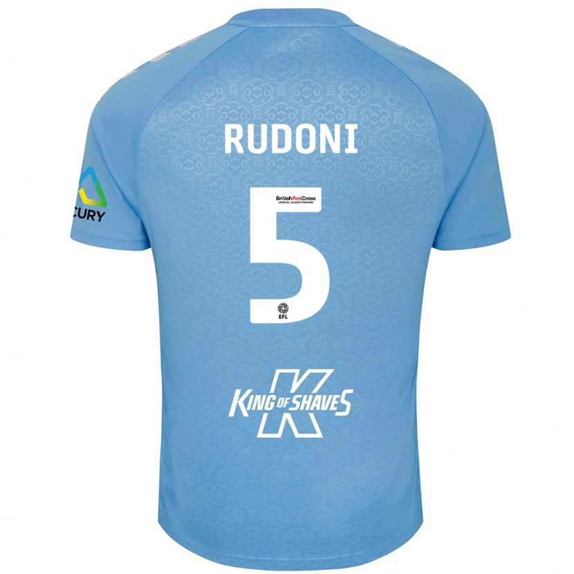 Danxen Kvinder Jack Rudoni #5 Blå Hvid Hjemmebane Spillertrøjer 2024/25 Trøje T-Shirt