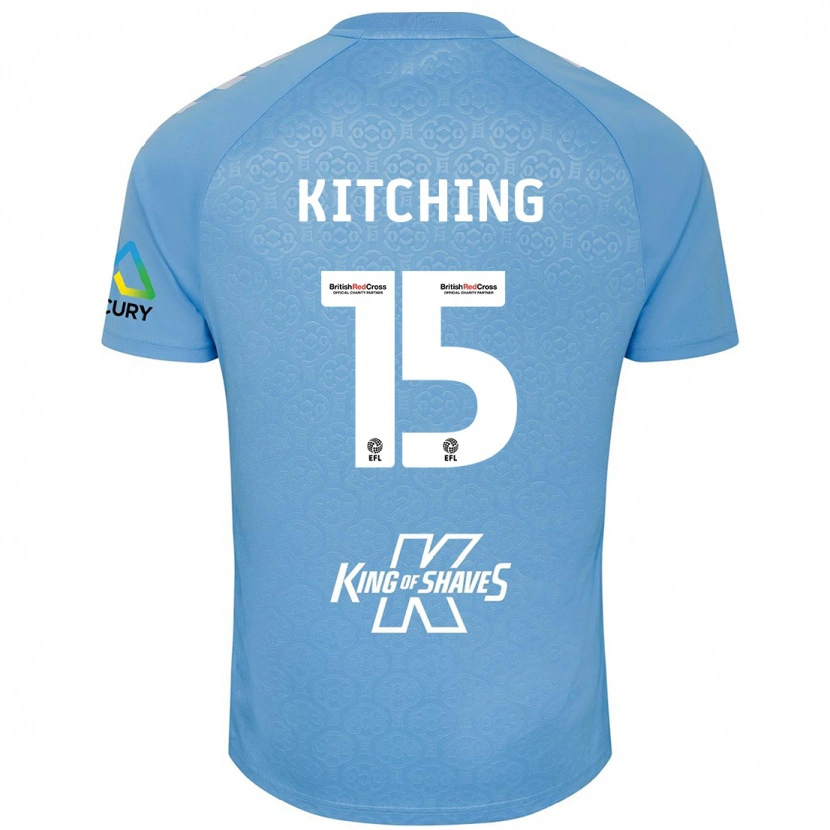 Danxen Kvinder Liam Kitching #15 Blå Hvid Hjemmebane Spillertrøjer 2024/25 Trøje T-Shirt