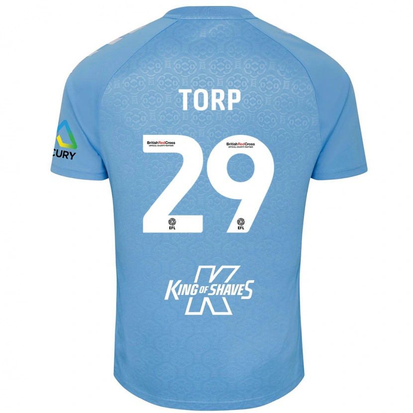 Danxen Kvinder Victor Torp #29 Blå Hvid Hjemmebane Spillertrøjer 2024/25 Trøje T-Shirt