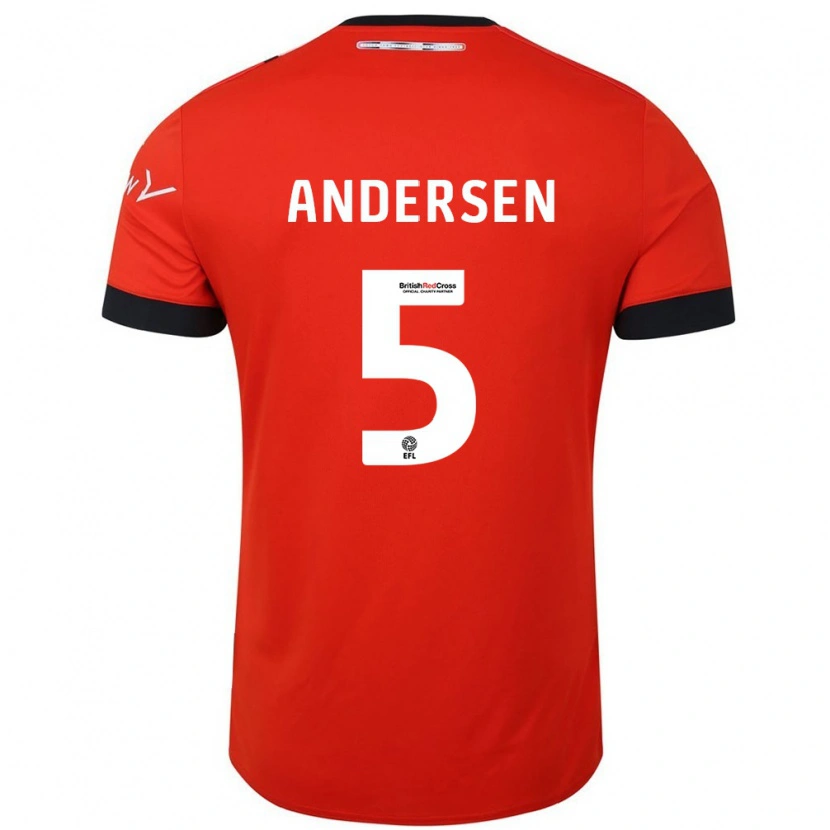 Danxen Kvinder Mads Andersen #5 Orange Sort Hjemmebane Spillertrøjer 2024/25 Trøje T-Shirt