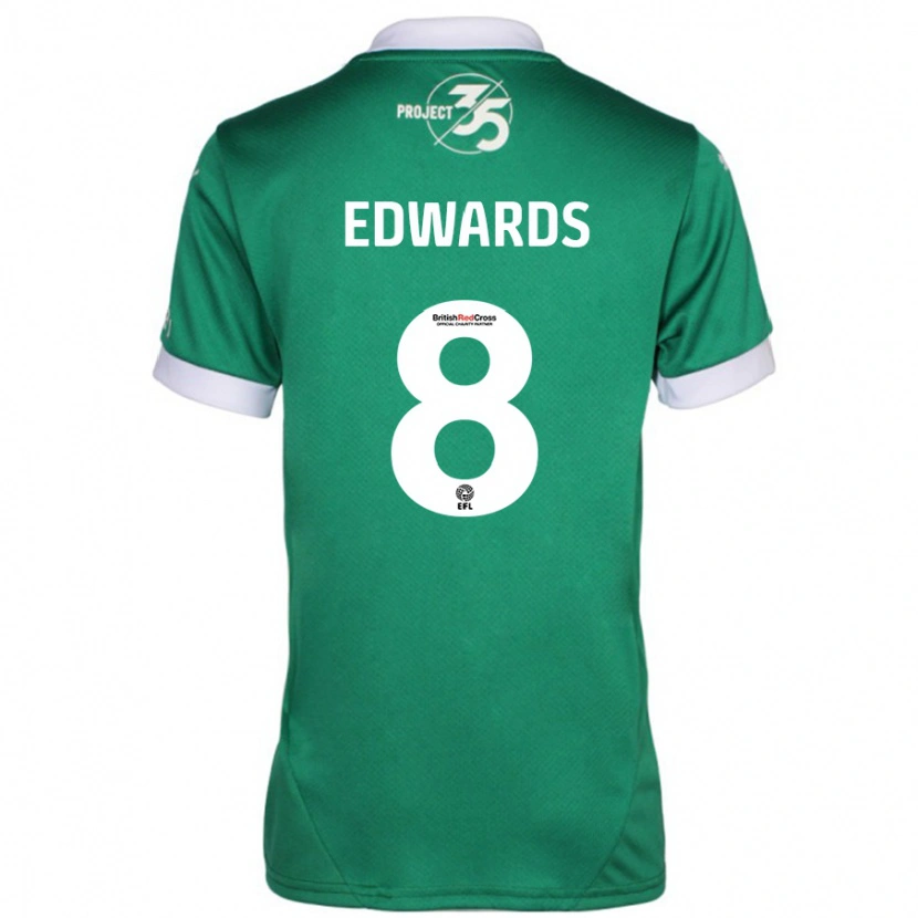 Danxen Kvinder Joe Edwards #8 Grøn Hvid Hjemmebane Spillertrøjer 2024/25 Trøje T-Shirt