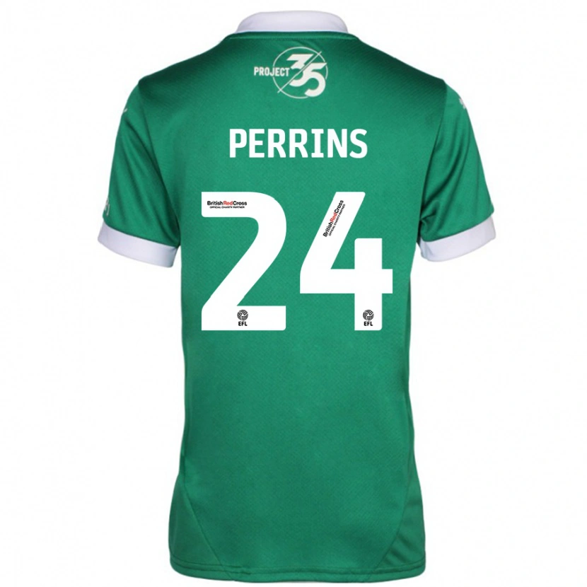Danxen Kvinder Grace Perrins #24 Grøn Hvid Hjemmebane Spillertrøjer 2024/25 Trøje T-Shirt