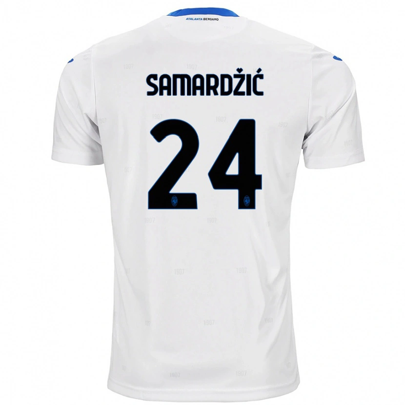 Danxen Kvinder Lazar Samardžić #24 Hvid Udebane Spillertrøjer 2024/25 Trøje T-Shirt