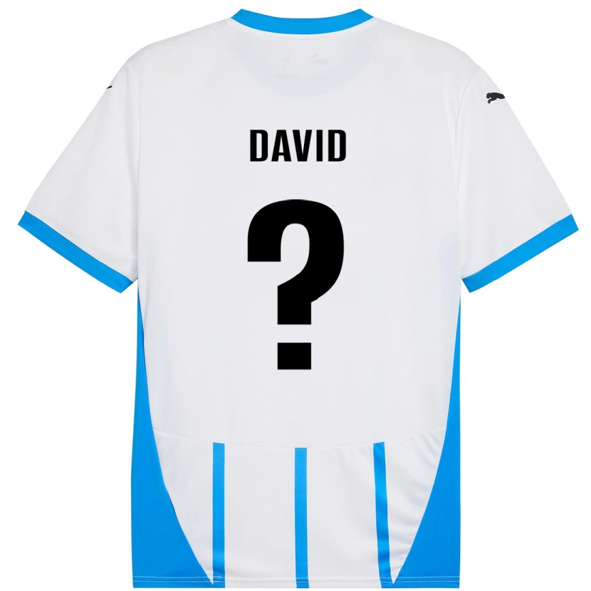 Danxen Kvinder Mario David #0 Hvid Blå Udebane Spillertrøjer 2024/25 Trøje T-Shirt