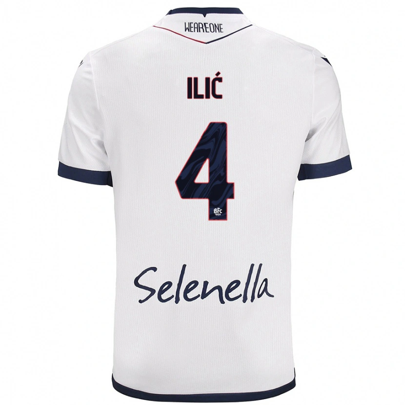 Danxen Kvinder Mihajlo Ilić #4 Hvid Kongeblå Udebane Spillertrøjer 2024/25 Trøje T-Shirt