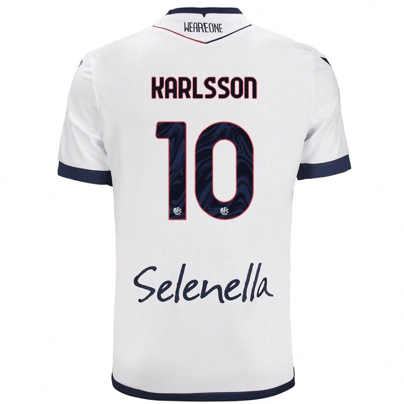 Danxen Kvinder Jesper Karlsson #10 Hvid Kongeblå Udebane Spillertrøjer 2024/25 Trøje T-Shirt