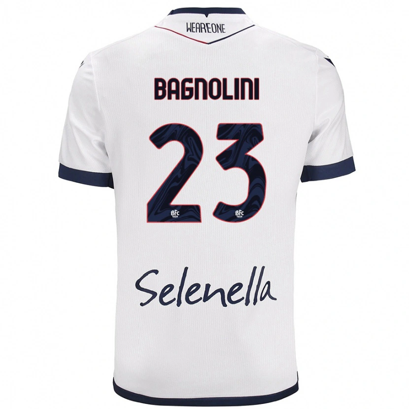 Danxen Kvinder Nicola Bagnolini #23 Hvid Kongeblå Udebane Spillertrøjer 2024/25 Trøje T-Shirt