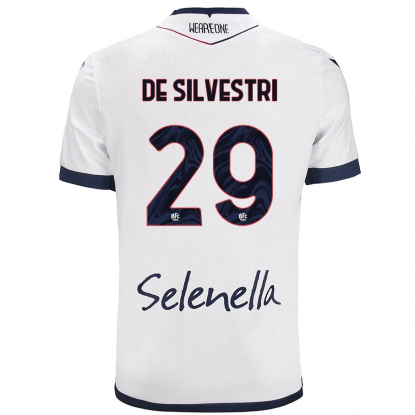 Danxen Kvinder Lorenzo De Silvestri #29 Hvid Kongeblå Udebane Spillertrøjer 2024/25 Trøje T-Shirt