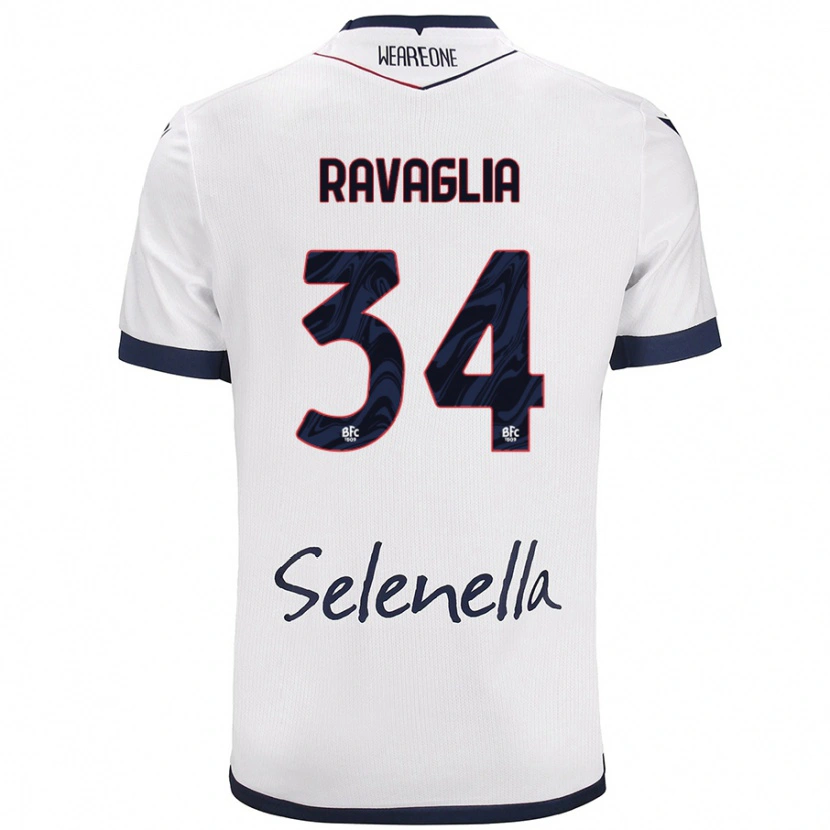 Danxen Kvinder Federico Ravaglia #34 Hvid Kongeblå Udebane Spillertrøjer 2024/25 Trøje T-Shirt