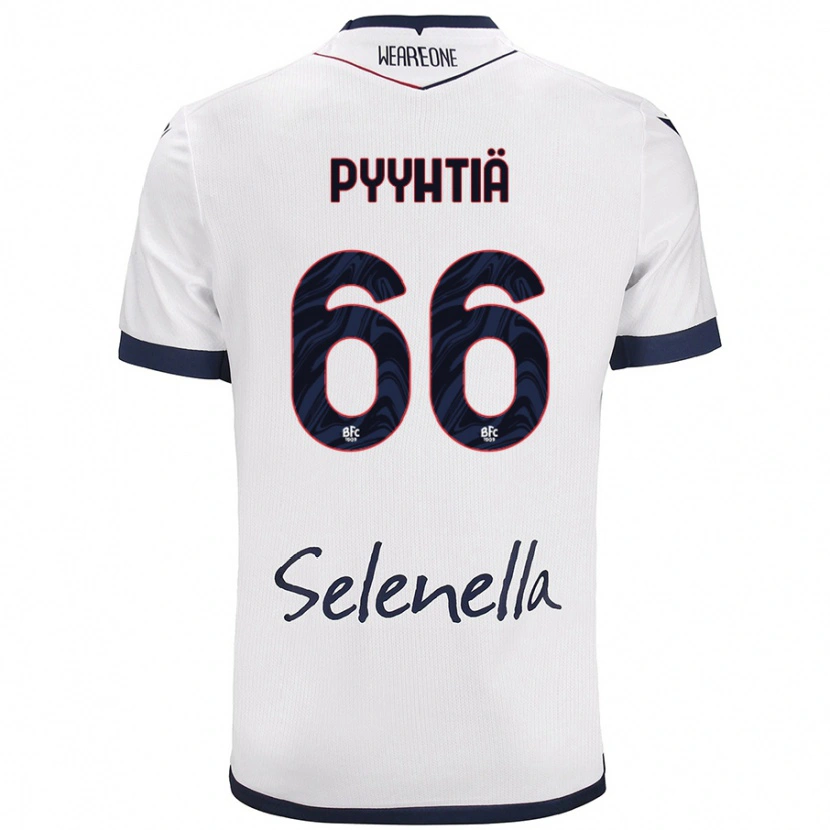 Danxen Kvinder Niklas Pyyhtiä #66 Hvid Kongeblå Udebane Spillertrøjer 2024/25 Trøje T-Shirt
