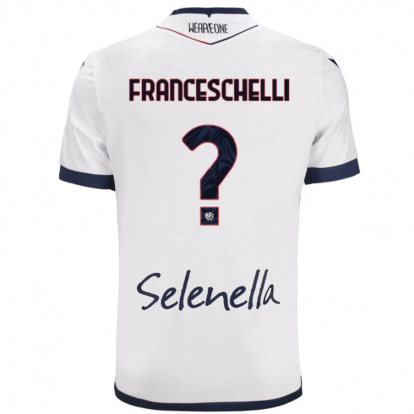 Danxen Kvinder Matteo Franceschelli #0 Hvid Kongeblå Udebane Spillertrøjer 2024/25 Trøje T-Shirt