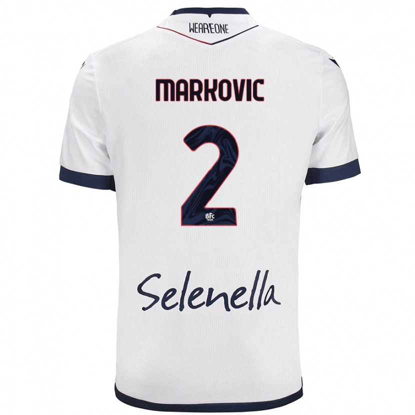 Danxen Kvinder Petar Markovic #2 Hvid Kongeblå Udebane Spillertrøjer 2024/25 Trøje T-Shirt
