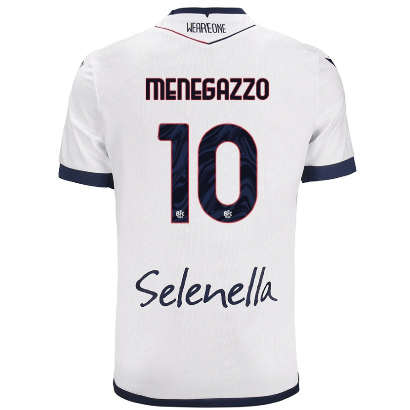 Danxen Kvinder Lorenzo Menegazzo #10 Hvid Kongeblå Udebane Spillertrøjer 2024/25 Trøje T-Shirt