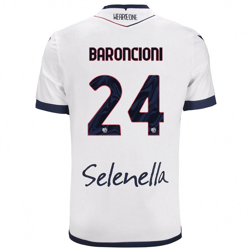 Danxen Kvinder Davide Baroncioni #24 Hvid Kongeblå Udebane Spillertrøjer 2024/25 Trøje T-Shirt