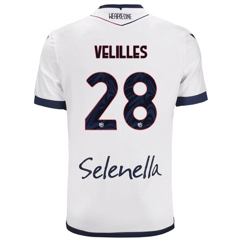 Danxen Kvinder Aarón Velilles #28 Hvid Kongeblå Udebane Spillertrøjer 2024/25 Trøje T-Shirt