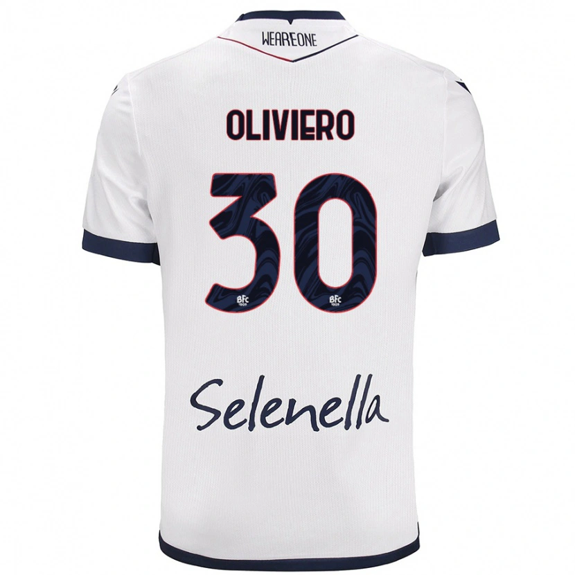 Danxen Kvinder Andrea Oliviero #30 Hvid Kongeblå Udebane Spillertrøjer 2024/25 Trøje T-Shirt