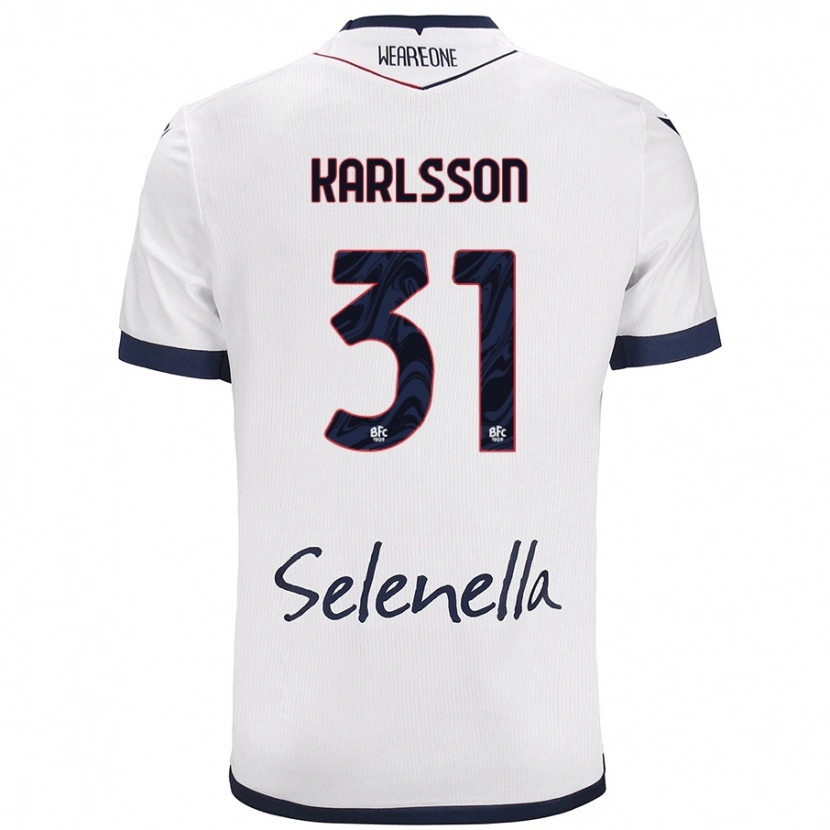 Danxen Kvinder Kazper Karlsson #31 Hvid Kongeblå Udebane Spillertrøjer 2024/25 Trøje T-Shirt