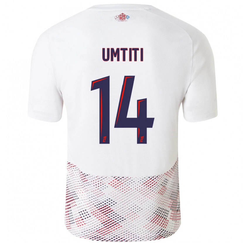 Danxen Kvinder Samuel Umtiti #14 Hvid Kongeblå Udebane Spillertrøjer 2024/25 Trøje T-Shirt