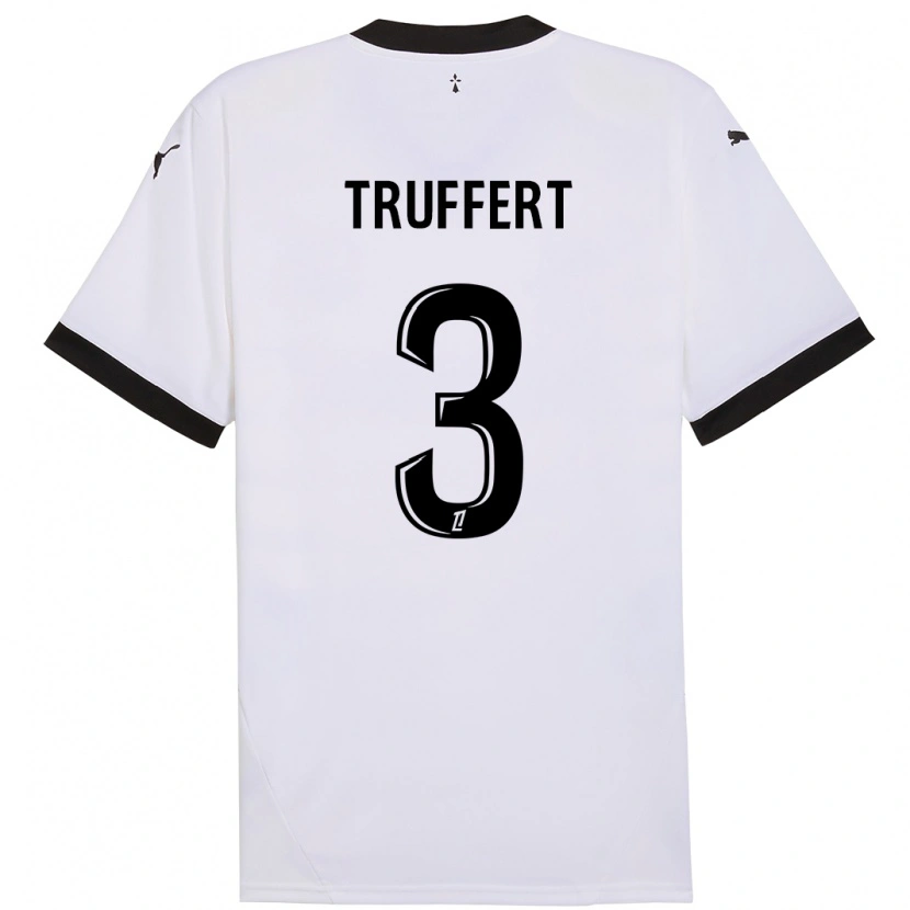 Danxen Kvinder Adrien Truffert #3 Hvid Sort Udebane Spillertrøjer 2024/25 Trøje T-Shirt