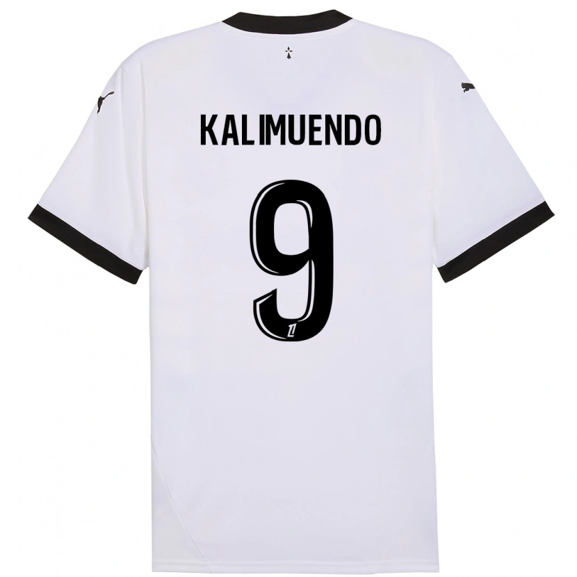 Danxen Kvinder Arnaud Kalimuendo #9 Hvid Sort Udebane Spillertrøjer 2024/25 Trøje T-Shirt