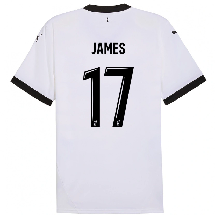 Danxen Kvinder Jordan James #17 Hvid Sort Udebane Spillertrøjer 2024/25 Trøje T-Shirt