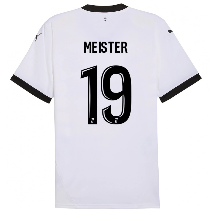 Danxen Kvinder Henrik Meister #19 Hvid Sort Udebane Spillertrøjer 2024/25 Trøje T-Shirt